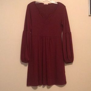 Wine long sleeve dress